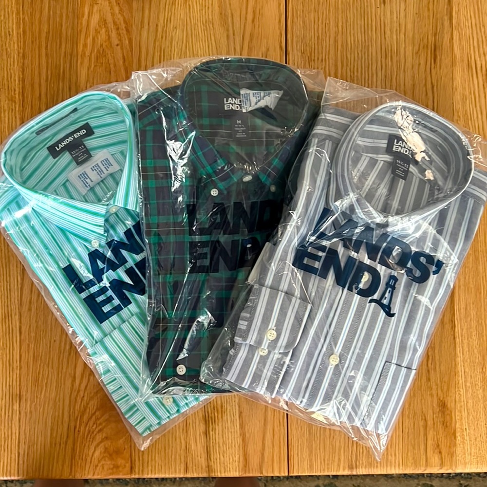 Lands End Tailored Fit Supima No Iron Oxfords - 3 shirt bundle NWT
